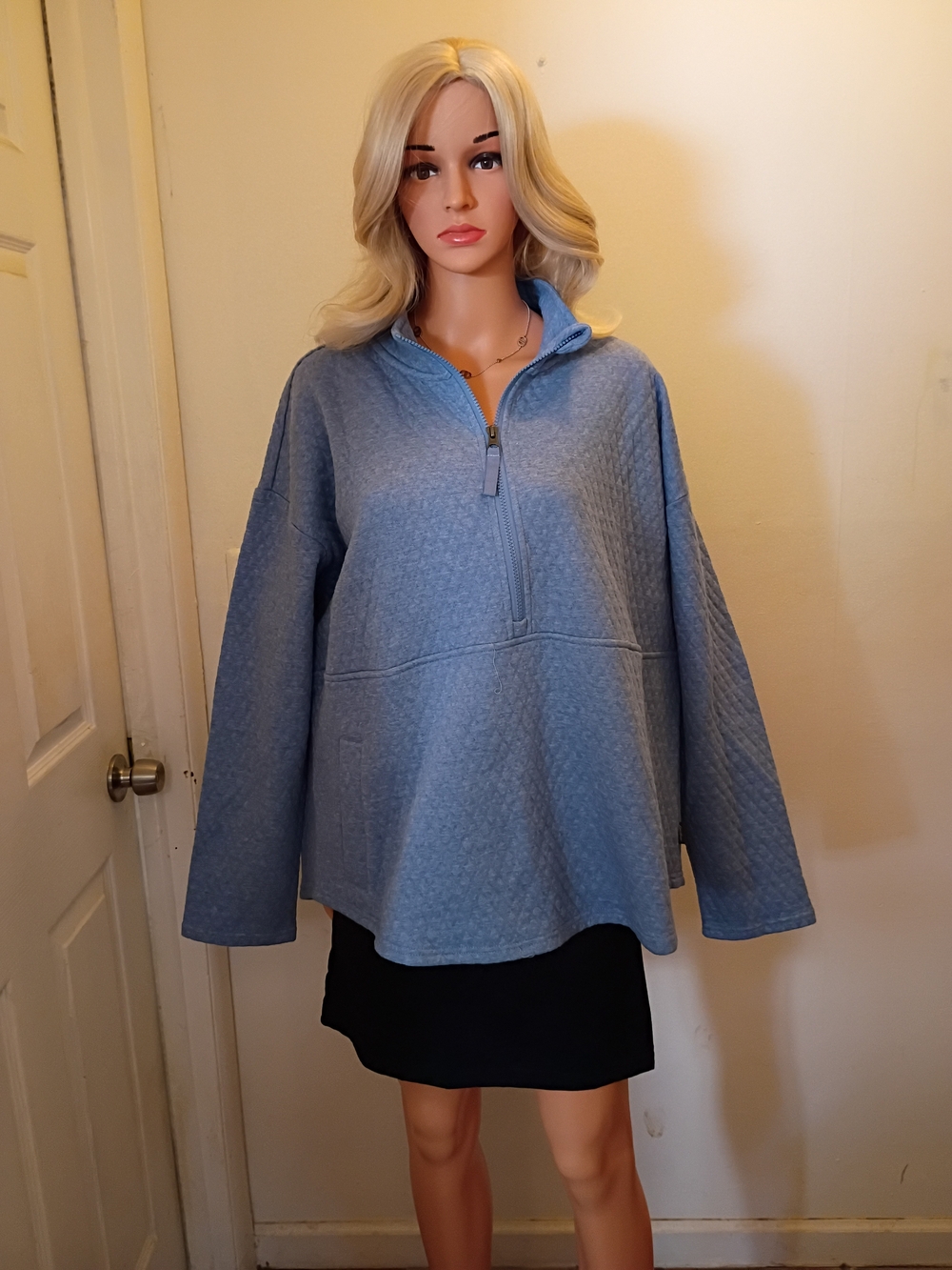 *NWT* Eddie Bauer Dusty Blue Half-Zip V-Neck Sweater